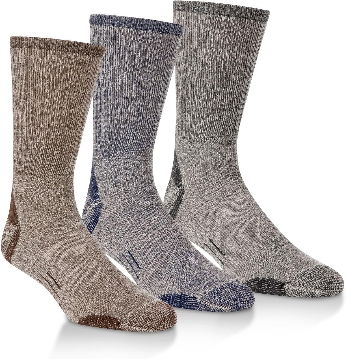OmniWool 3 Pairs Merino Wool Light Hiker Socks (Medium, 3