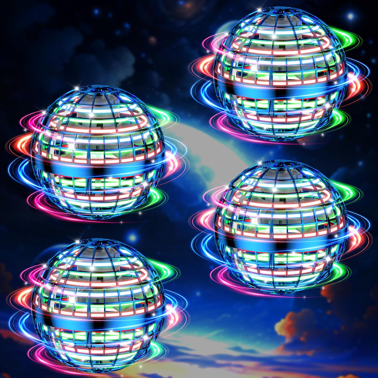 Uladis 4PCS Flying Orb Ball Toys 2025, Hand Controlled Boomerang Hover Ball, Mini Drone Cosmic Globe Fidget Spinning Kids Adults Outdoor Fly Toy Birthday Gift Cool Stuff