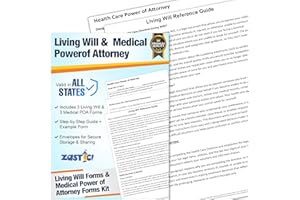 Zastic! Living Will Forms and Medical Power of Attorney Forms Kit – Complete Living Will and Health Care Power of Attorney Legal Pack – Durable Medical Power of Attorney & Living Will Kit for Adults