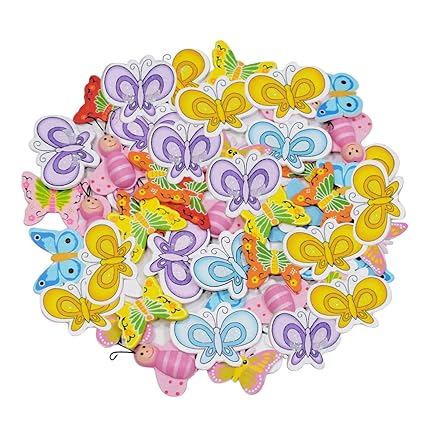 Asianhobbycrafts vintage hand printed colored laser die cut pine wood christmas new year home gift decor emellishment logos self adhesive 4cm butterfly in 2mm thick