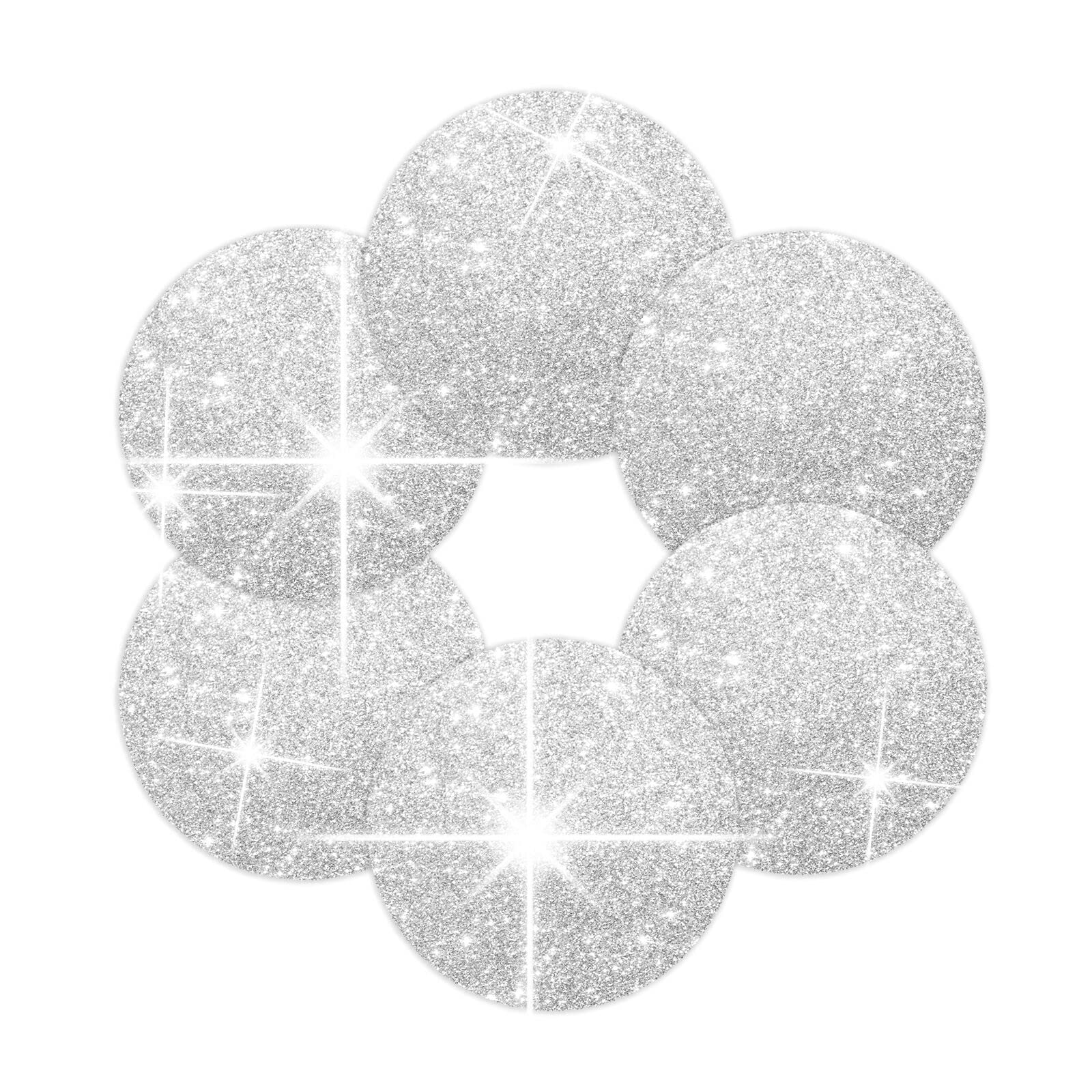 Silver Glitter Place Mats Set of 4 - Sparkling Bling Placemats for Wedding Party Home - 40CM Table Mats