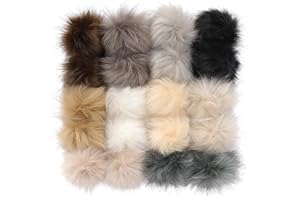 Bcxfbxd 20 Pcs Faux Fur Pom Pom Balls for Hats DIY Fluffy Pom-pom with Elastic Loop for Knitting Hats Shoes Scarves Gloves Ba