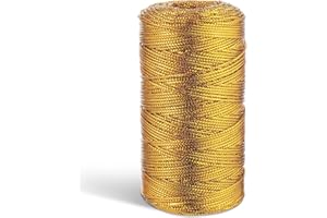 WORIC 656 Feet/218 Yards Metallic Cord Gold Twine, 1.5 mm Gold Thread String Wrapping Bracelet Jewelry Making Gift Tags Craft Making String Cord