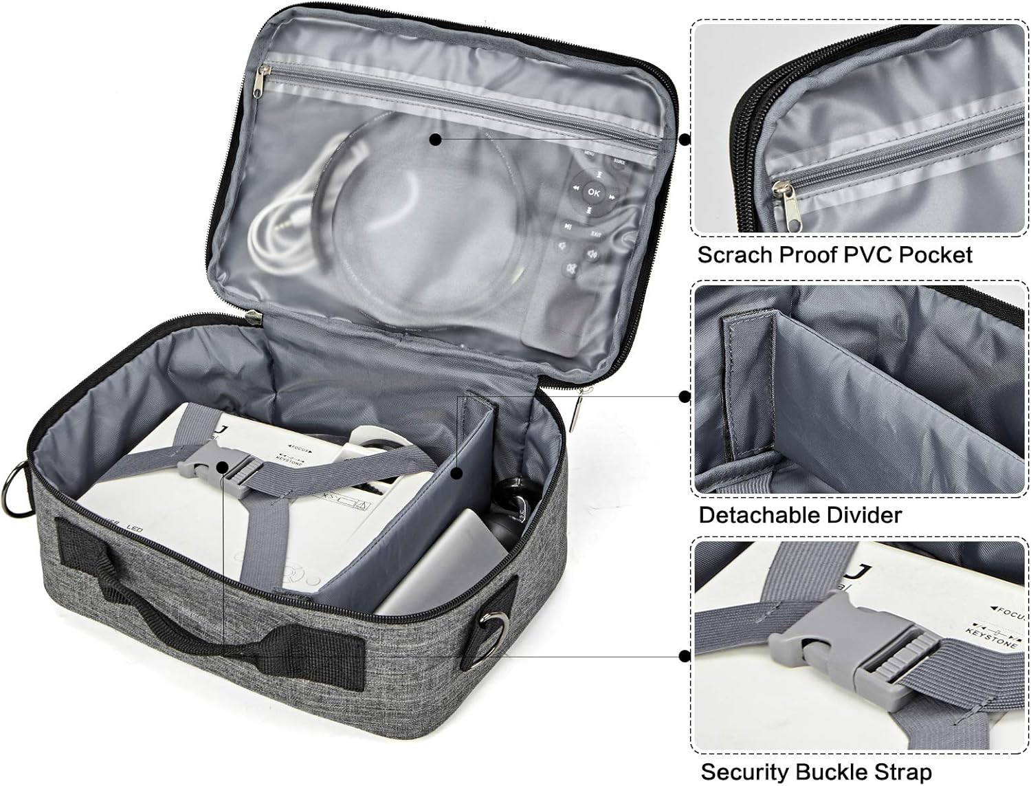 BGTREND Carrying Bag for Mini Projector, Portable Case for DR.J Mini Projector and Accessories,Grey（Patent Pending）: Electronics