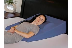 InteVision Extra Large Bed Wedge Pillow (33 x 30.5 x 7.5 inch) and Headrest Pillow in One Package - Help Relief from Acid Reflux, Post Surgery, Snoring - Egyptian Cotton Cover - 2 inch Memory Foam Top