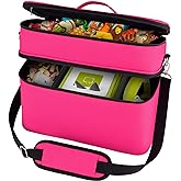 Bevegekos Carrying Case for Toniebox 2 Starter Set, Storage Travel Carrier Bag for Audio Player, Tonies Figures, Charging Station & Headphones, Box only (Large, Rosy Red)