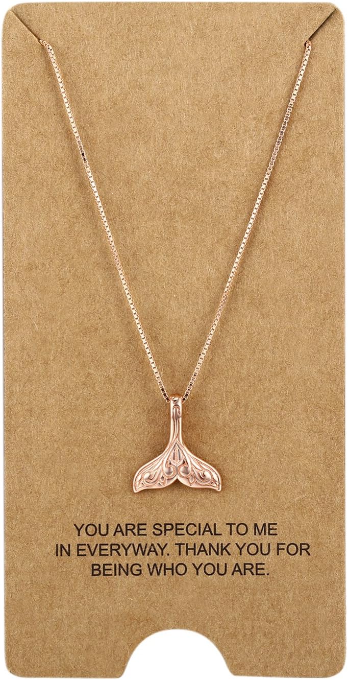 WRISTCHIE Sterling Silver Jewelry Mermaid Tail Fish Pendant Necklace 18"+2"
