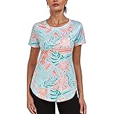 Abrooical Women's Short Sleeve Workout Shirts Crew Neck Sports Yoga Running Quick Dry Tops Side Split Tee