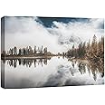 wall26 Canvas Print Wall Art Misty Mountain Reflection Tranquil Photography Realism Bohemian Relax/Calm Cool for Living Room, Bedroom, Office - 16"x24"