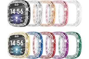 CHANCHY 10 Pack Compatible with Fitbit Versa 3 Screen Protector Case, Soft TPU Full Protective Case Cover Bumper Bling Crystal Diamond Frame for Fitbit Versa 3 Smart Watch, 10 Packs
