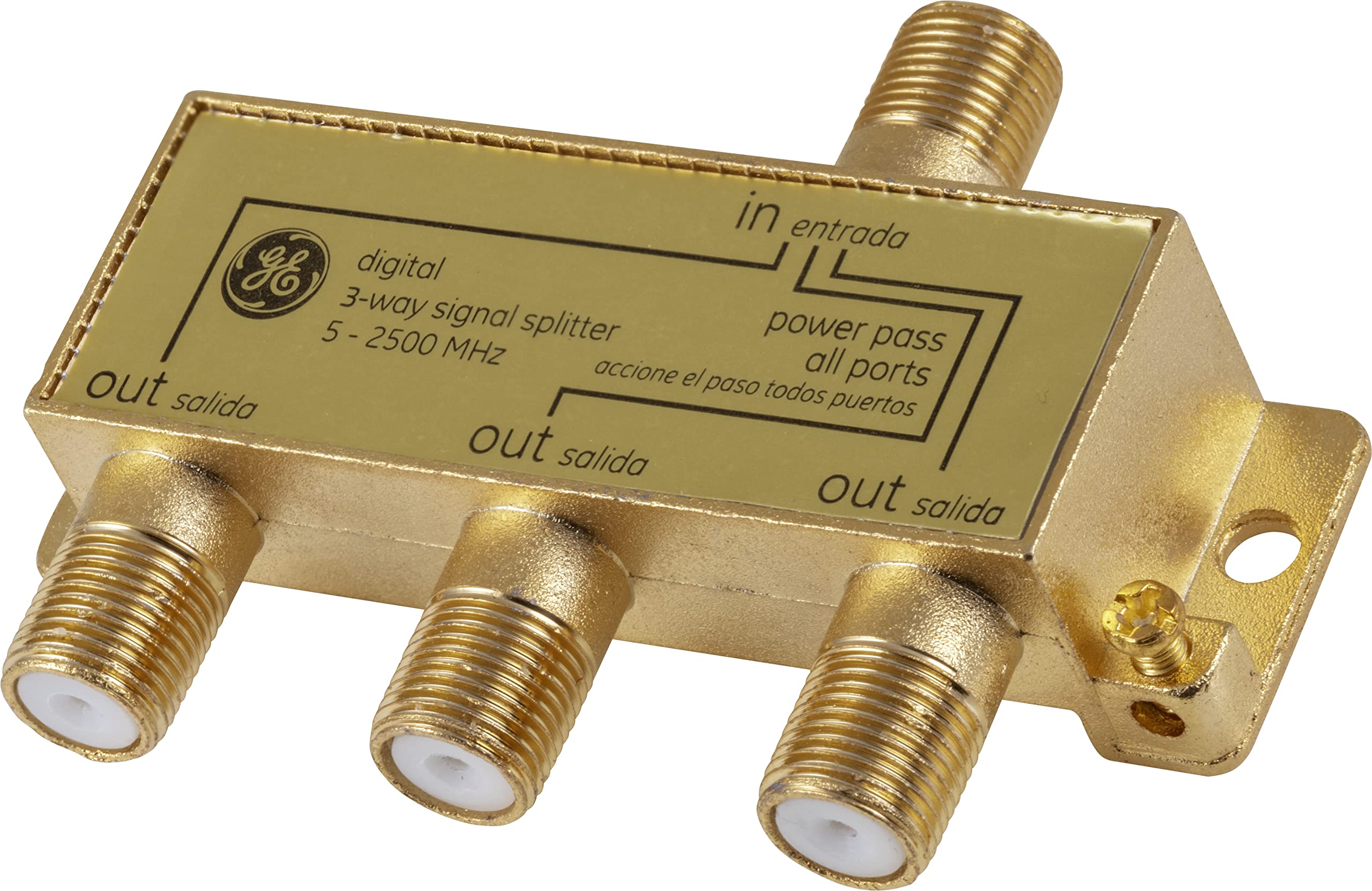 Digital 3-Way Coaxial Cable Splitter, 2.5 GHz 5-2500 MHz, RG6 Compatible, HD TV, Satellite, High Speed Internet, Amplifier, Antenna, Gold Plated Connectors, Corrosion Resistant, 73756