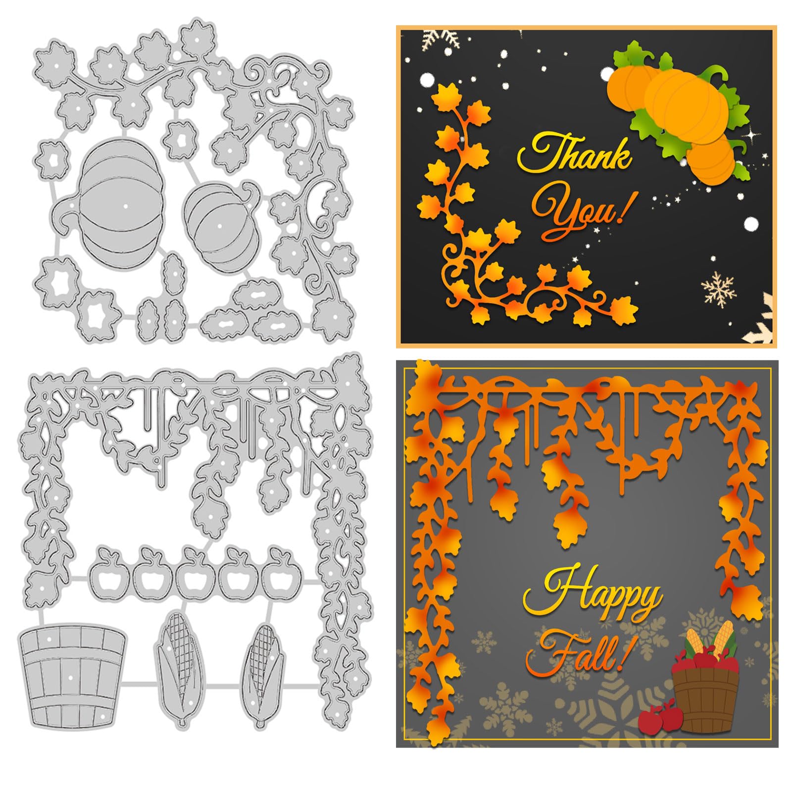 ORIGACH Happy Fall Corn Harvest Metal Cutting Dies Pumpkin Vine Dies Embossing Template for DIY Scrapbooking Decorative Paper Cards Making