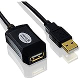 CSL - Cable repetidor / alargador de 5m (metros) USB 2.0 (cable extensor) activo con amplificaci&oacute;n de se&ntilde;al - amplificador de se&ntilde;al / repetidor| Ampliable | Contactos ba&ntilde;ados en oro | Color: negro