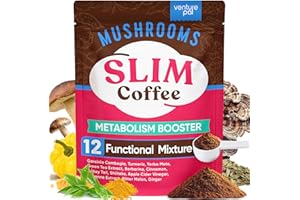 Venture Pal Slim Mushroom Coffee for Weight Loss, Instant Coffee with Berberine, Cinnamon, Yerba Mate, Turmeric, & More, 1800mg(10:1) Extract for Diet Support & Metabolism Boost - 40 Servings