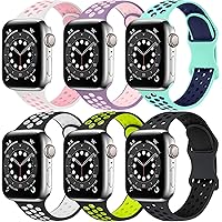 Funeng Compatible with for Apple Watch Band 38mm 40mm 42mm 44mm Women Men, Soft Silicone Replacement Bands Strap…