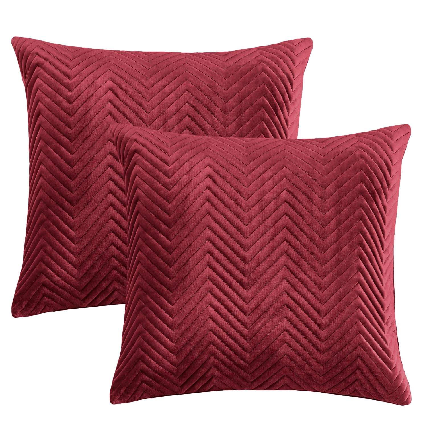 BedLooms Premium Burgundy Velvet Cushion Covers Set of 2 (45x45 cm / 18x18 Inch) – Soft Ultrasonic Stitch, Hidden Zipper, Luxury Decorative Throw Pillow Cases for Sofa, Couch & Living Room