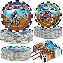 Motorcycle Motocross Party Decorations - 21-Piece Racing Theme Set With Balloons & Tablecloth