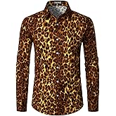 ZEROYAA Men's Hipster Floral Printed Long Sleeve Cotton Casual Button Down Dress Shirts