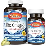 Carlson - Elite Omega-3 Gems, 1600 mg Omega-3 Fatty Acids Including EPA and DHA, Norwegian Fish Oil Supplement, Wild Caught, 