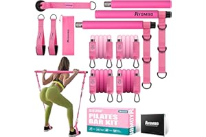 3-section adjustable Pilates bar with resistance bands
