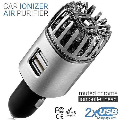 Twinklebirds Car Air Purifier Ionizer 12v Plug In Car Air Freshener Ionic Deodorizer With 2 1 Amp Dual Usb Charger Smoke Smell Pet And Food