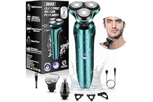 HANDSOMEFACE Electric Razor for Men, Men's Rotary Shavers, Waterproof, Wet and Dry Rechargeable Electric Shaver for Men's Faces with a Cordless and Floating Head,Portable Travel Razor,an Ideal Gift for Men