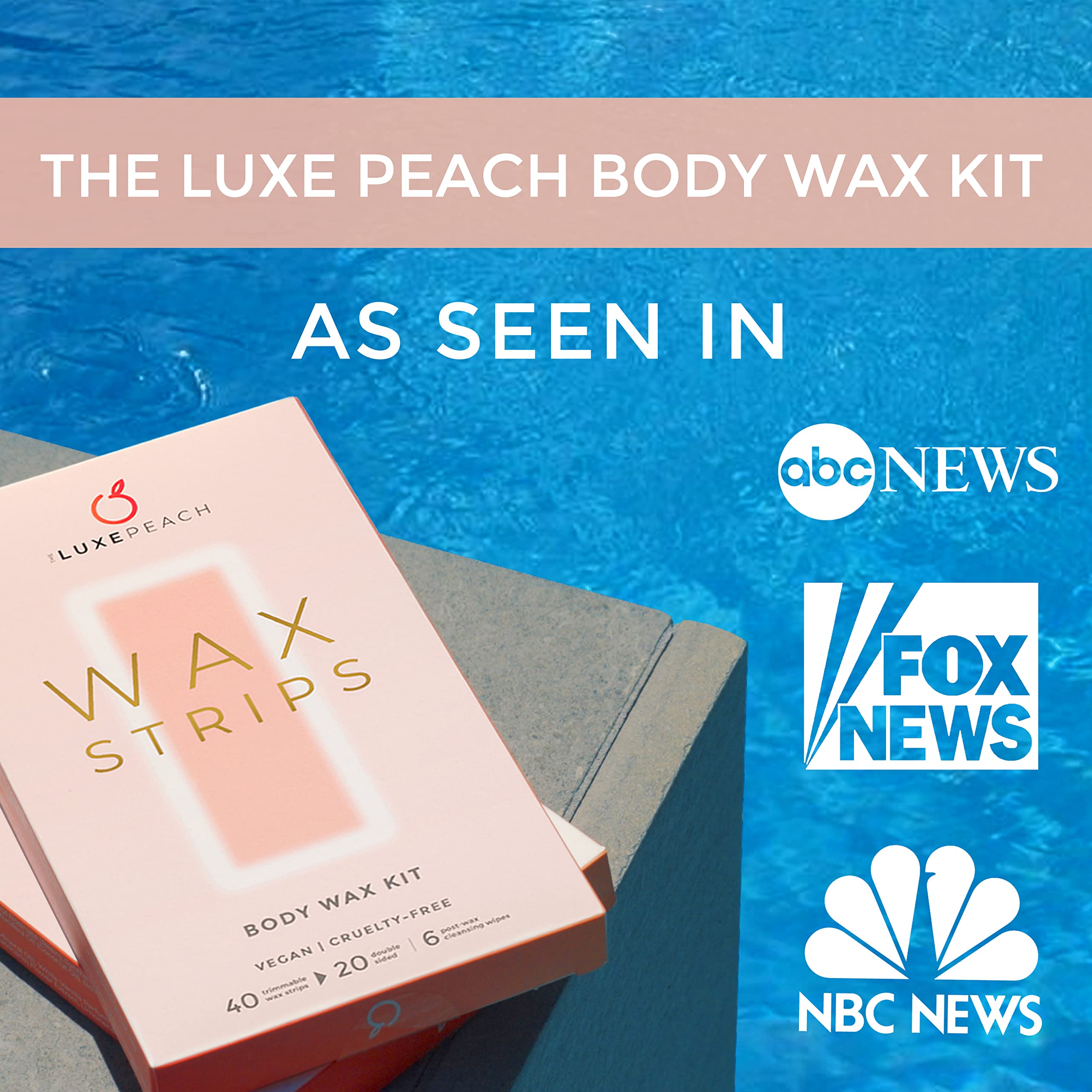 Hair Removal Wax Strips, 40 count - Vegan Wax Strips for Body & Face with Coconut & Rosehip Oils - Bikini Wax Strips - Long Lasting Results for Men, Women, and Teens