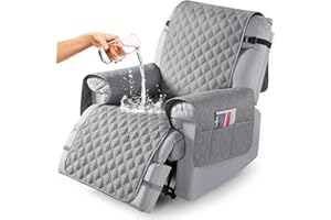 TAOCOCO 100% Waterproof Recliner Chair Covers, Recliner Sofa Covers with Leg Straps, Reversible Reclining Couch Cover for Rec