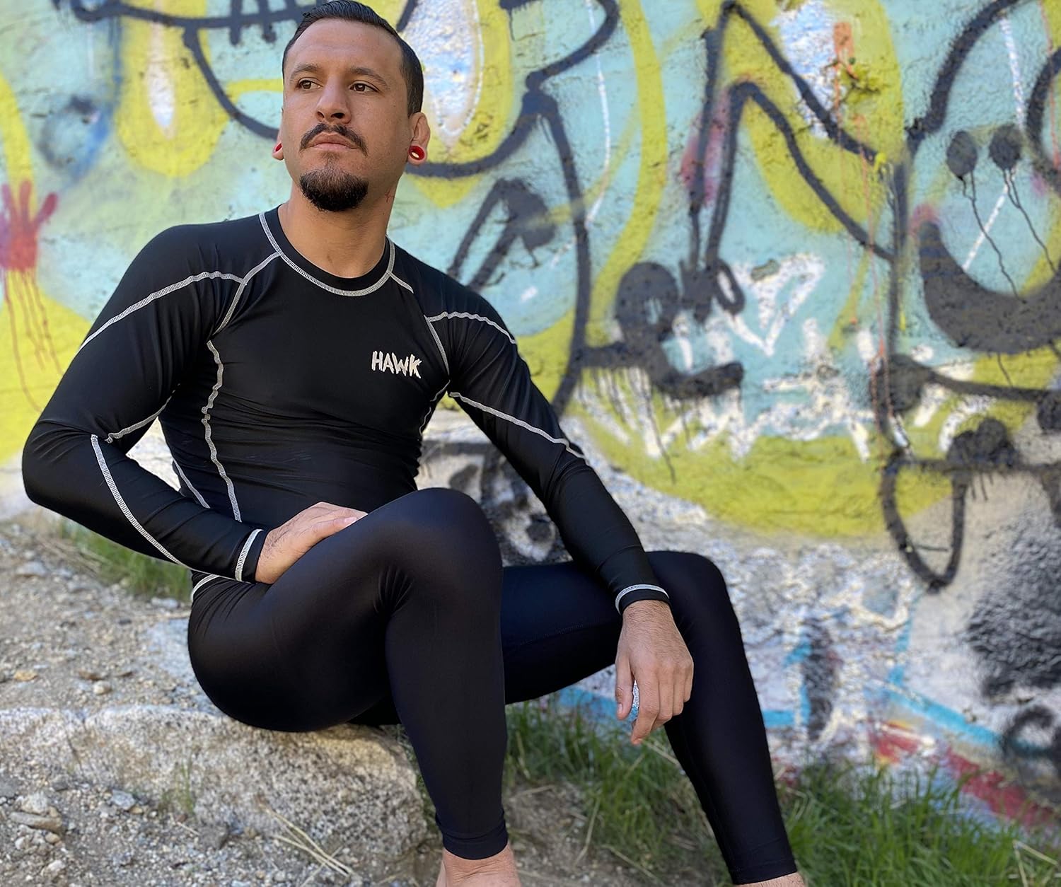 Hawk Sports Mens Compression Shirts Base Layer Athletic Gym MMA BJJ Rash Guard No Gi Full Long Sleeve Rashguard Shirt for Men: Clothing