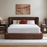 Queen Cloud Bed Frame with Headboard,Brown-Style C, No Box Spring Needed | Platform Bed Frame, Frameless All-Foam Cushioned Border &amp; Headboard, Anti-Slip Bottom, Ideal for Bedroom &amp; Apartment,Chenille
