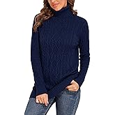 PrettyGuide Women's Long Sweaters Turtleneck Plus Size Cozy Cable Knit Tunic Sweater Tops