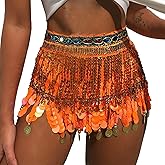 MUNAFIE Women's Belly Dance Hip Scarf Performance Outfits Skirt Festival Clothing