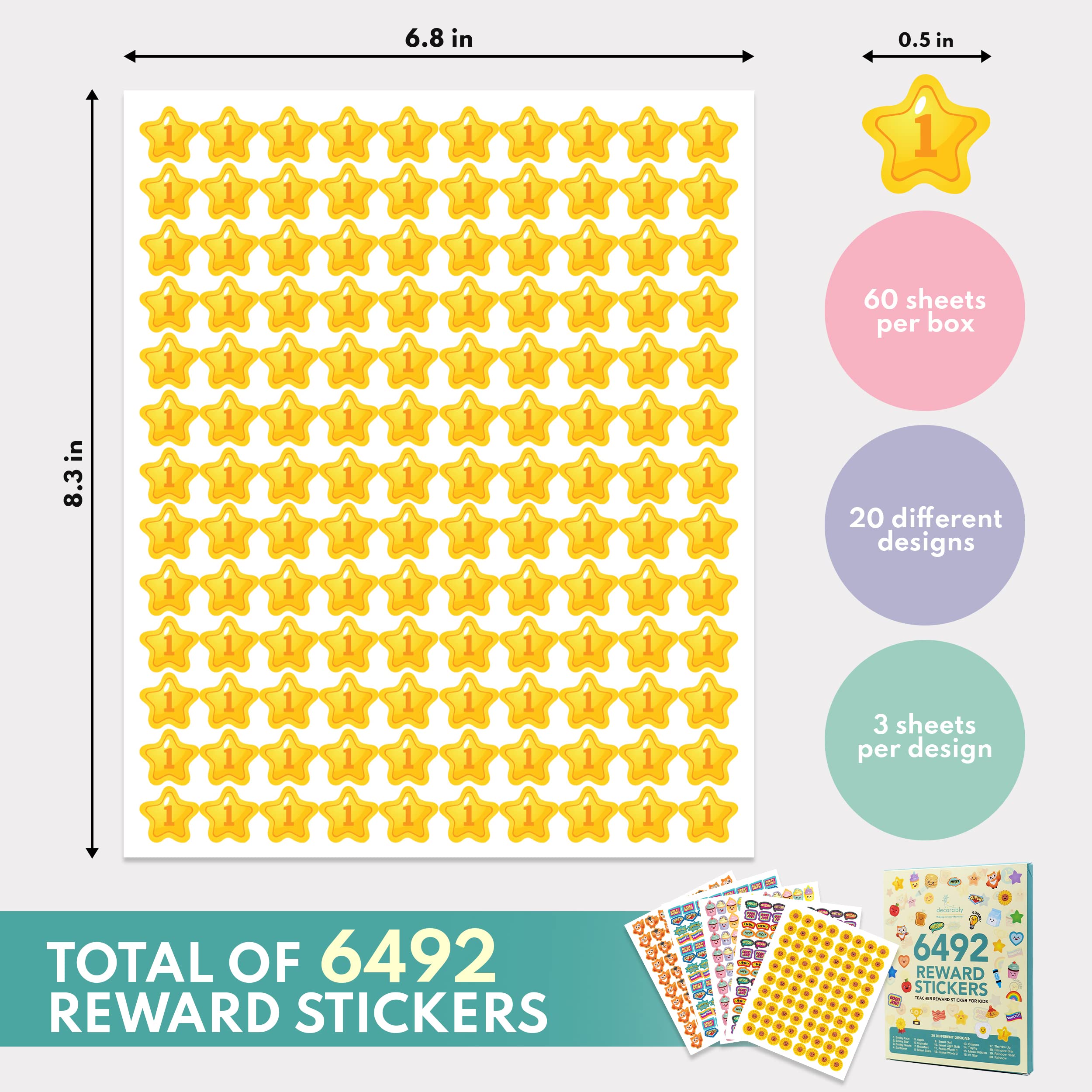Mua Decorably Assorted Reward Stickers for Kids - 6492 Small Stickers
