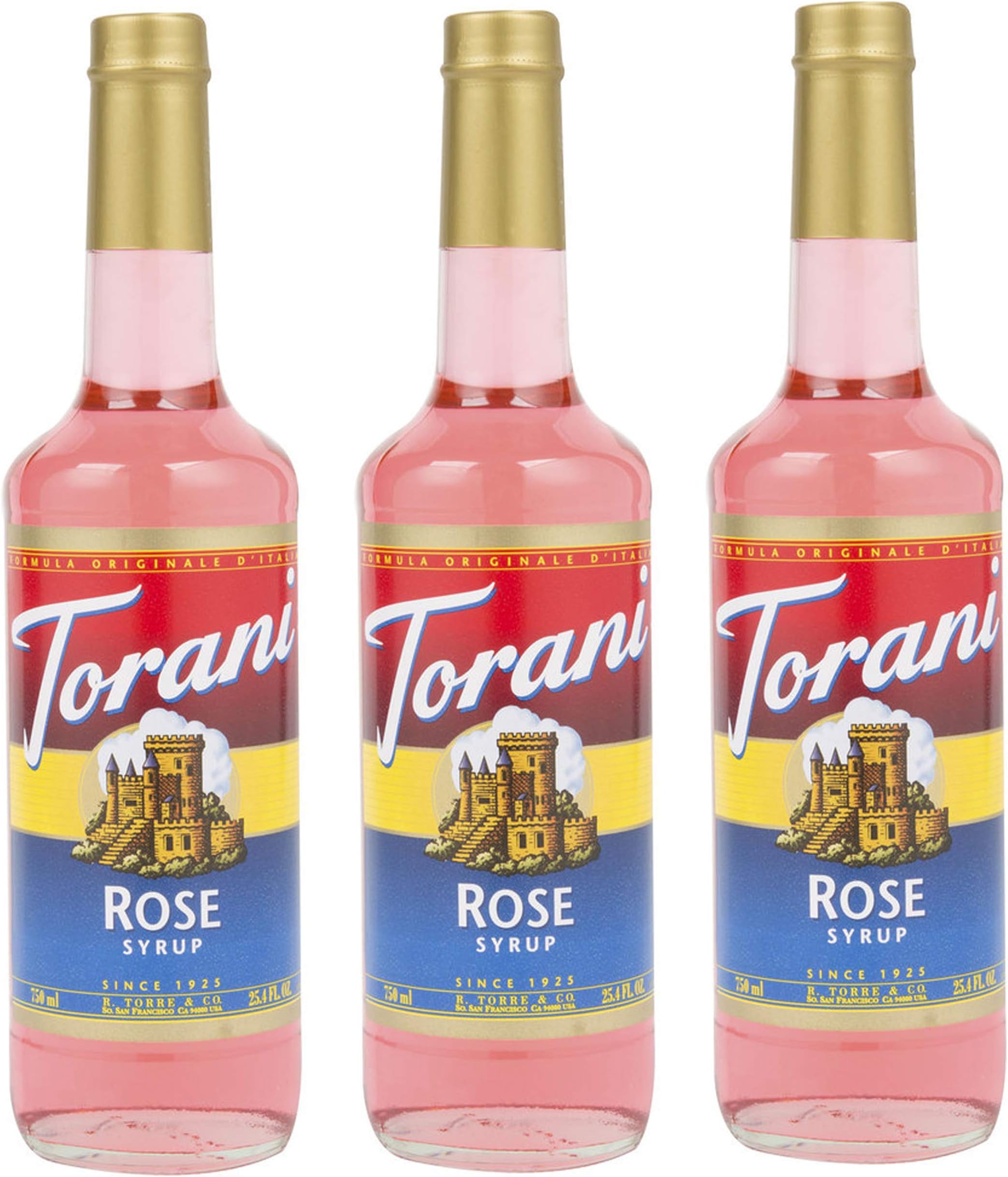 Torani Syrup Rose (25.4 Ounce) 3 Pack all Rose for Cocktails, Mocktails and Iced Tea