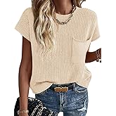 Imily Bela Summer Fall Short Sleeve Sweater for Women 2026 Crew Neck Ribbed Knit Vests Trendy Pullover Tops
