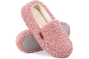 LongBay Women's Fuzzy Memory Foam Slippers Warm Cozy Shearling House Slippers for Ladies Supportive Slip on Indoor Home Shoes