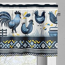 Ambesonne Farmhouse Valance & Tier Curtain 3 pcs