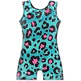 EQSJIU Gymnastics Leotards for Girls Sparkly Toddler Tumbling Outfits Dance Unitard Biketards with Shorts for Kids 1-10 Years