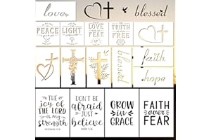 Keluna Christian Stencils for Painting - 16 Pcs Christian Stencils for Painting on Wood, Fogiven Cross Stencils for Painting on Wall Home Decor, Religious Drawing Painting Template Stencils