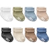Little Me Baby Socks 16 Pairs | 61% Organic Cotton | Sizes 0-12M &amp; 12-24M | Seamless Toe &amp; Anti-Slip Gripper Sole
