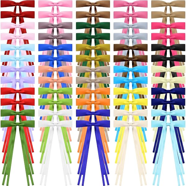 Amazon.com : Mimorou 60 Pcs Silky Satin Hair Bows for Girls  display picture 2