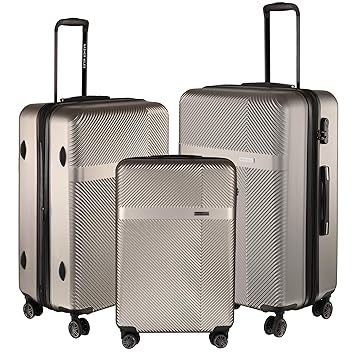 Nasher Miles Fifth Avenue Expander Hard-Side Polycarbonate Luggage Set of 3 Grey Trolley Bags (55, 65 & 75 cm)