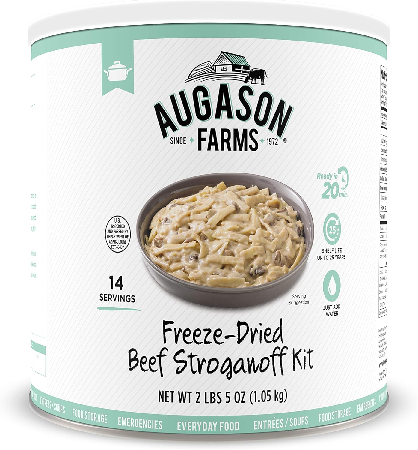 Augason Farms Beef Stroganoff with 100% Real Freeze-Dried Beef Emergency Food Storage Large Can