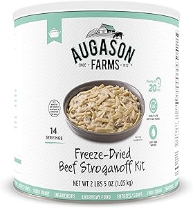 Augason Farms Beef Stroganoff with 100% Real Freeze-Dried Beef Emergency Food Storage Large Can