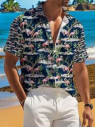 LuckLemocor Tropical Flamingo Men's Hawaiian Shirts