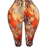 RoseSeek Women's Y2K Leopard Mesh Cropped Leggings 3/4 Length Club Capri Pants