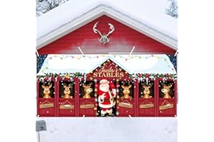 HunnmingRe 6 x 13 ft Christmas Garage Door Banner Decoration Magnetic Garage Door Covers Large Christmas Backdrop Decorations for Indoor Outdoor Xmas Party(Santa Claus)