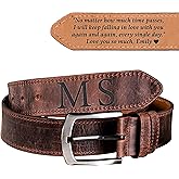 Custom Engraved Leather Belt, Personalized Genuine Leather Adjustable Strap with Hidden Message, Name, Initials, Date, Unique Gift for Husband, Father, Wedding, Anniversary, Valentine, Christmas