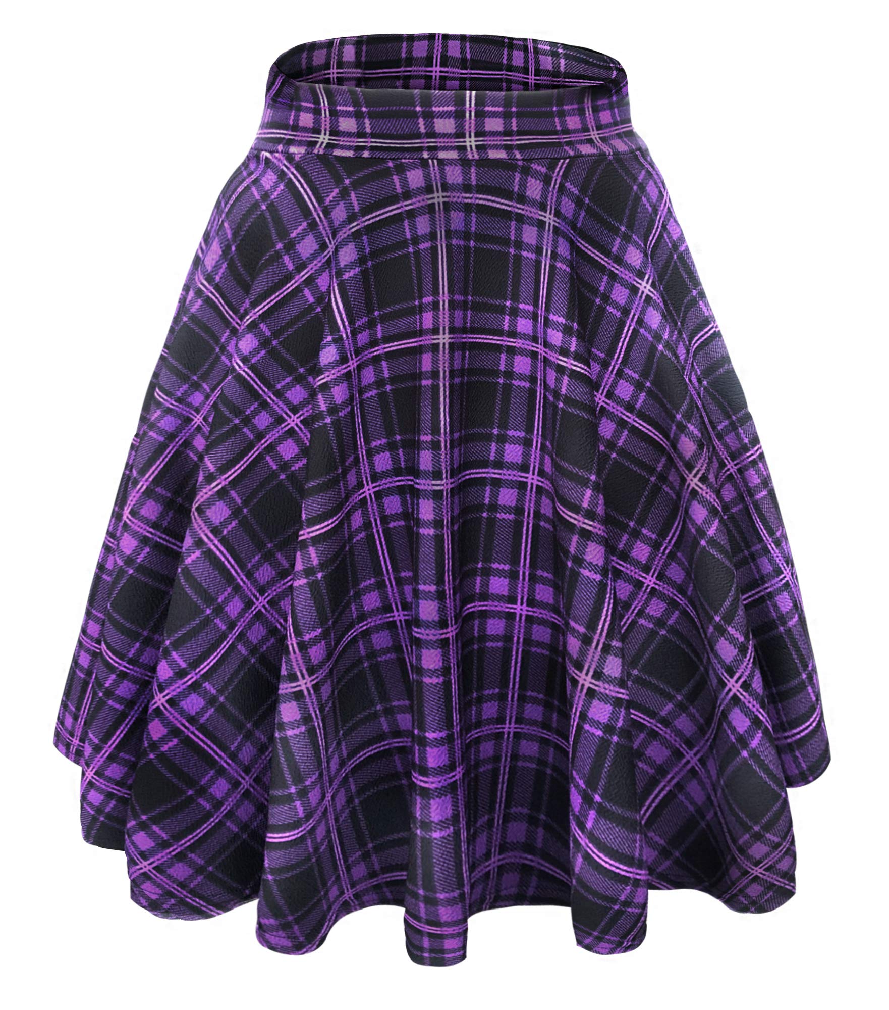 Urban CoCo Women's Basic Midi Skirt Versatile Stretchy Flared Casual High Waisted Skirt