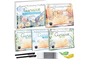 gisgfim 4 Pack Grooved Cursive Handwriting Workbook Kit Magic Reusable Grooved Handwriting Practice with Disappearing Ink Pen